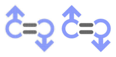 Pixelated halftone gay relation symbol icon. Vector halftone mosaic of gay relation symbol organized of round dots.のイラスト素材