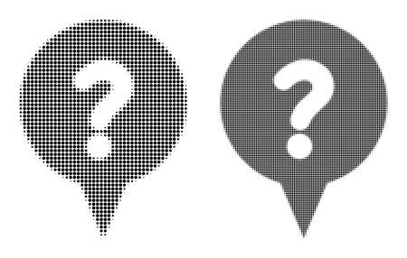 Dot halftone question banner icon. Vector halftone mosaic of question banner icon made of round dots.のイラスト素材
