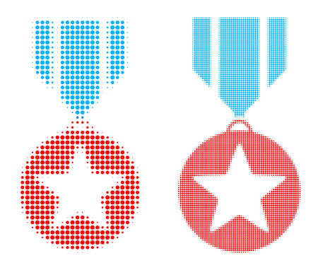 Dotted halftone star medal icon. Vector halftone concept of star medal icon constructed of spheric points.のイラスト素材