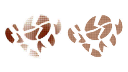 Dot halftone coffee bean destruction icon. Vector halftone mosaic of coffee bean destruction icon formed of round points.のイラスト素材