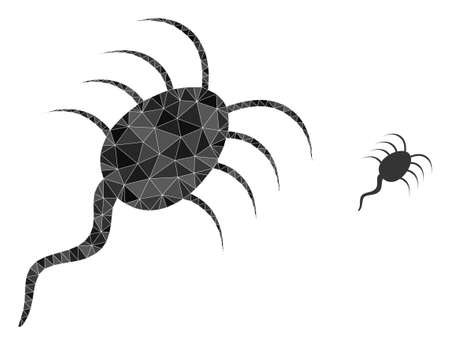 Triangle infection microbe polygonal icon illustration. Infection Microbe lowpoly icon is filled with triangles. Flat filled geometric mesh symbol based on infection microbe icon.のイラスト素材