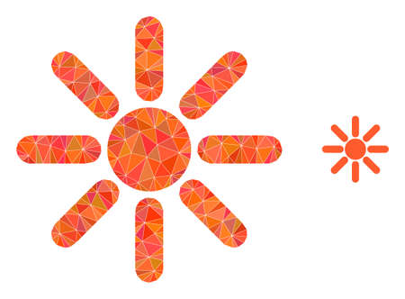 Triangle sun rays polygonal icon illustration. Sun Rays lowpoly icon is filled with triangles. Flat filled geometric mesh symbol based on sun rays icon.のイラスト素材
