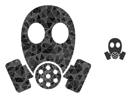 Triangle gas mask polygonal symbol illustration. Gas Mask lowpoly icon is filled with triangles. Flat filled abstract mesh symbol based on gas mask icon.のイラスト素材
