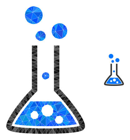 Triangle reaction flask polygonal icon illustration. Reaction Flask lowpoly icon is filled with triangles. Flat filled abstract mesh image based on reaction flask icon.のイラスト素材