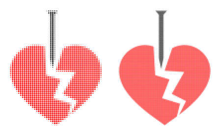 Dot halftone break valentine heart icon. Vector halftone pattern of break valentine heart pictogram done of circle pixels.のイラスト素材