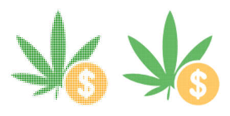 Dotted halftone cannabis investing icon. Vector halftone composition of cannabis investing icon done of circle points.のイラスト素材