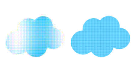 Dotted halftone cloud icon. Vector halftone composition of cloud icon created of round pixels.のイラスト素材