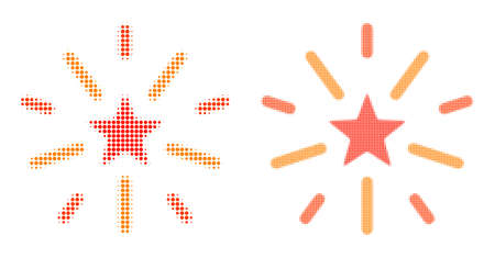Dotted halftone shine star icon. Vector halftone pattern of shine star icon constructed of spheric points.のイラスト素材