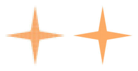 Pixelated halftone space star icon. Vector halftone collage of space star icon created of circle pixels.のイラスト素材