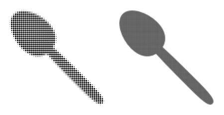 Dotted halftone spoon icon. Vector halftone pattern of spoon icon done of circle points.のイラスト素材