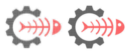Pixel halftone toxic industry icon. Vector halftone collage of toxic industry icon organized of circle elements.のイラスト素材