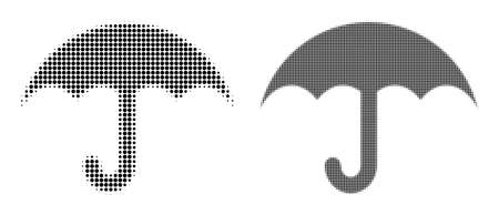 Dot halftone umbrella icon. Vector halftone composition of umbrella icon designed of round elements.のイラスト素材