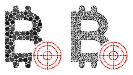 Dot bitcoin target icon. Collage bitcoin target icon organized from circle items in various sizes and color tones. Vector circle spots are organized into collage bitcoin target icon.のイラスト素材