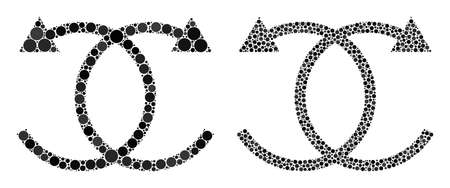 Dotted knot rotation icon. Mosaic knot rotation icon composed of round items in different sizes and color tints. Vector round items are organized into illustration knot rotation icon.のイラスト素材