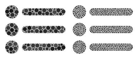 Dot list items icon. Collage list items icon united from round items in various sizes and color hues. Vector round elements are united into collage list items icon.のイラスト素材
