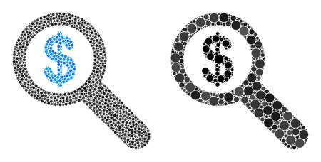 Dotted financial audit icon. Collage financial audit icon organized from circle elements in different sizes and color tinges. Vector circle elements are arranged into collage financial audit icon.のイラスト素材