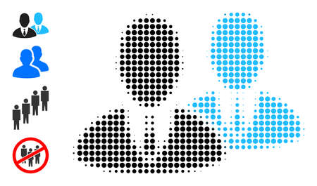 Dotted halftone managers icon, and additional icons. Vector halftone concept of managers symbol combined of circle elements.のイラスト素材