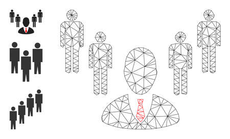 Web carcass group boss vector icon, and bonus icons. Flat 2d carcass created from group boss pictogram. Abstract carcass mesh polygonal group boss.のイラスト素材