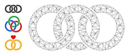 Web carcass circle chain link vector icon, and other icons. Flat 2d carcass created from circle chain link pictogram. Abstract carcass mesh polygonal circle chain link.のイラスト素材