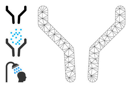 Web mesh funnel vector icon, and other icons. Flat 2d model created from funnel pictogram. Abstract frame mesh polygonal funnel. Linear frame flat mesh in vector EPS format, on a white background.のイラスト素材