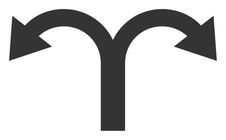 Bifurcation Back Arrow raster illustration. A flat illustration design of Bifurcation Back Arrow icon on a white background.の写真素材