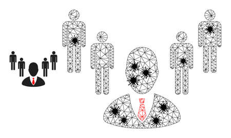 Mesh polygonal group boss icon illustration in outbreak style. Carcass model is created from group boss icon with black infection nodes.のイラスト素材