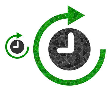 lowpoly clockwise rotation icon on a white background. Flat geometric lowpoly illustration based on clockwise rotation pictogram. Polygonal clockwise rotation vector is filled of randomized triangles.のイラスト素材