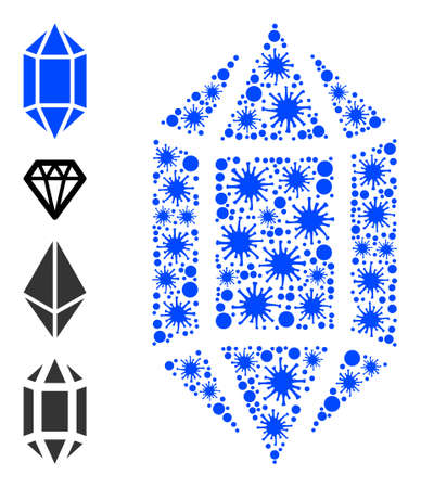 Viral mosaic crystal icon, and additional icons. Crystal mosaic for medical templates. Vector collage is done with randomized viral icons.のイラスト素材