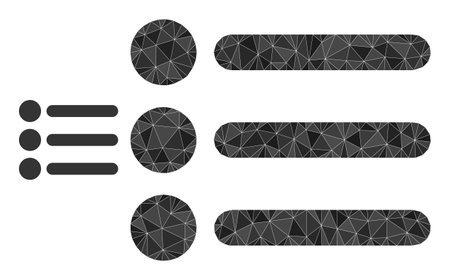Low-poly list items icon on a white background. Flat geometric polygonal illustration based on list items pictogram. Polygonal list items vector is designed with random triangles.のイラスト素材