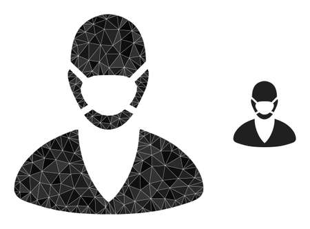 lowpoly patient mask icon on a white background. Flat geometric polygonal symbol based on patient mask icon. Polygonal patient mask vector is constructed of random triangles.のイラスト素材