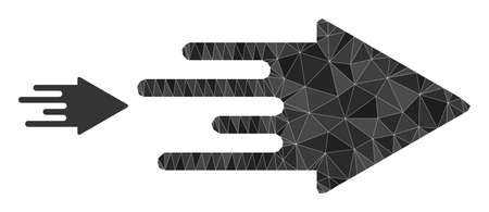 Low-poly quick arrow icon on a white background. Flat geometric polygonal illustration based on quick arrow icon. Polygonal quick arrow vector is filled of chaotic triangles.のイラスト素材
