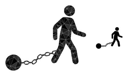 lowpoly slave iron icon on a white background. Flat geometric 2d modeling abstraction based on slave iron icon. Polygonal slave iron vector is constructed of random triangles.のイラスト素材