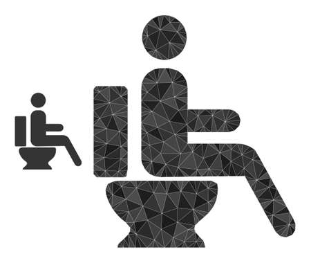 lowpoly toilet sitting person icon on a white background. Flat geometric polygonal illustration based on toilet sitting person icon.のイラスト素材