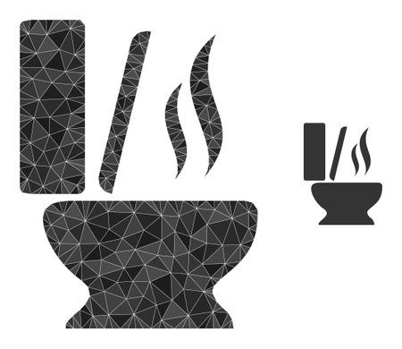 lowpoly toilet smell icon on a white background. Flat geometric polygonal illustration based on toilet smell pictogram. Polygonal toilet smell vector is combined from random triangles.のイラスト素材