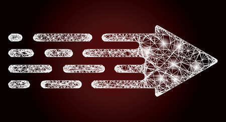 Sparkle wire frame transition arrow with glowing spots on a dark red gradient background. Vector model based on transition arrow icon, and with intersected lines.のイラスト素材