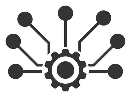 Gear Connections raster illustration. A flat illustration design of Gear Connections icon on a white background.の写真素材