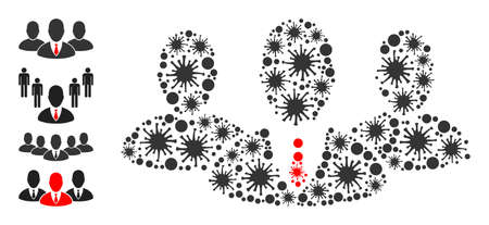 virus mosaic boss group icon, and more icons. Boss group mosaic for medical images. Vector mosaic is made of scattered bacterium icons.のイラスト素材