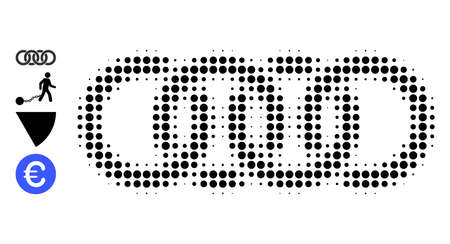 Dot halftone circle chain icon, and original icons. Vector halftone concept of circle chain symbol designed of round points.のイラスト素材