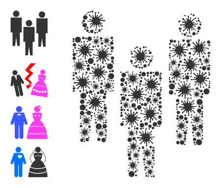Bacilla mosaic people icon, and similar icons. People mosaic for isolation templates. Vector mosaic is designed with scattered cell items.のイラスト素材