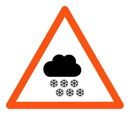Snow Weather Warning raster illustration. A flat illustration design of Snow Weather Warning icon on...