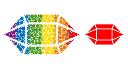 Ruby crystal mosaic icon of round items in various sizes and spectrum bright color tones. A dotted LGBT-colored ruby crystal for lesbians, gays, bisexuals, and transgenders.のイラスト素材