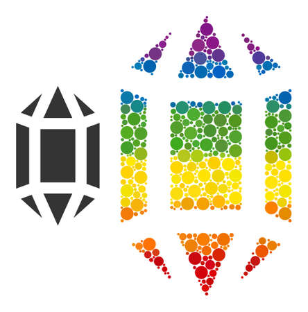 Topaz crystal mosaic icon of filled circles in various sizes and rainbow colored color hues. A dotted LGBT-colored topaz crystal for lesbians, gays, bisexuals, and transgenders.のイラスト素材