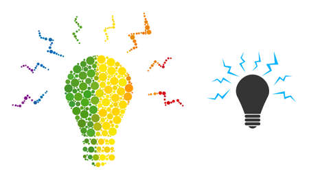 Ultraviolet bulb composition icon of circle spots in various sizes and spectrum color tinges. A dotted LGBT-colored ultraviolet bulb for lesbians, gays, bisexuals, and transgenders.のイラスト素材