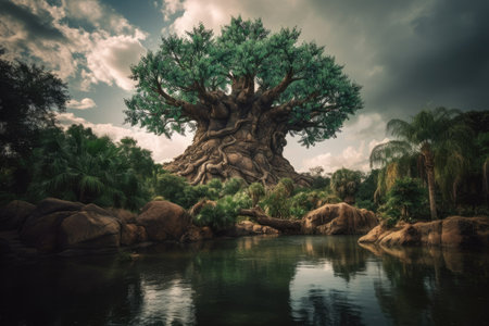 The Baobab tree in the botanical garden, Thailand.の素材