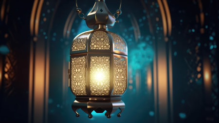 Ramadan Kareem background with arabic lantern. 3d renderingの素材