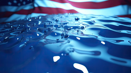 Flag of the United States of America with water drops - 3D illustrationの素材
