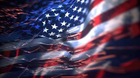 American flag, United States of America flag, 3d render illustrationの素材