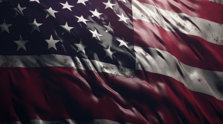 United States of America flag waving in the wind. 3d renderingの素材