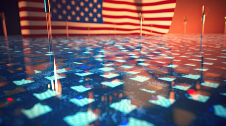 3d illustration of a digital background with the flag of the United States of Americaの素材