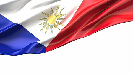 3d rendering of the national flag of Philippines waving on white backgroundの素材